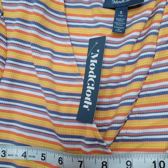 Modcloth NWT striped wrap rainbow long sleeve top betting on myself - Picture 6 of 7